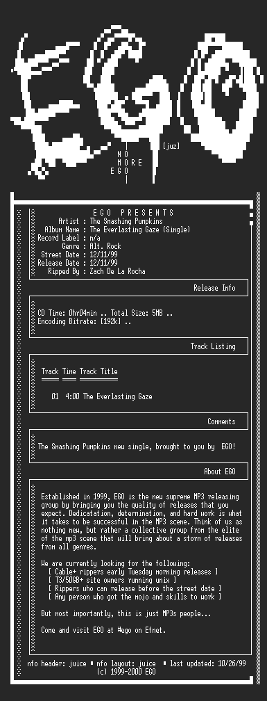 NFO file for The_Smashing_Pumpkins-The_Everlasting_Gaze_(Single)-1999-EGO