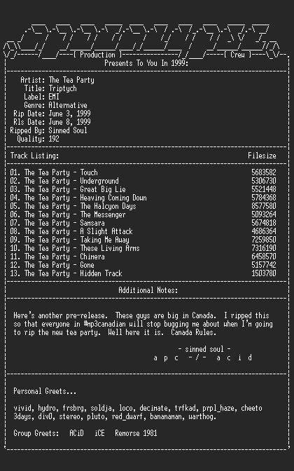 NFO file for The_Tea_Party-Triptych-1999-Sinned-aPC
