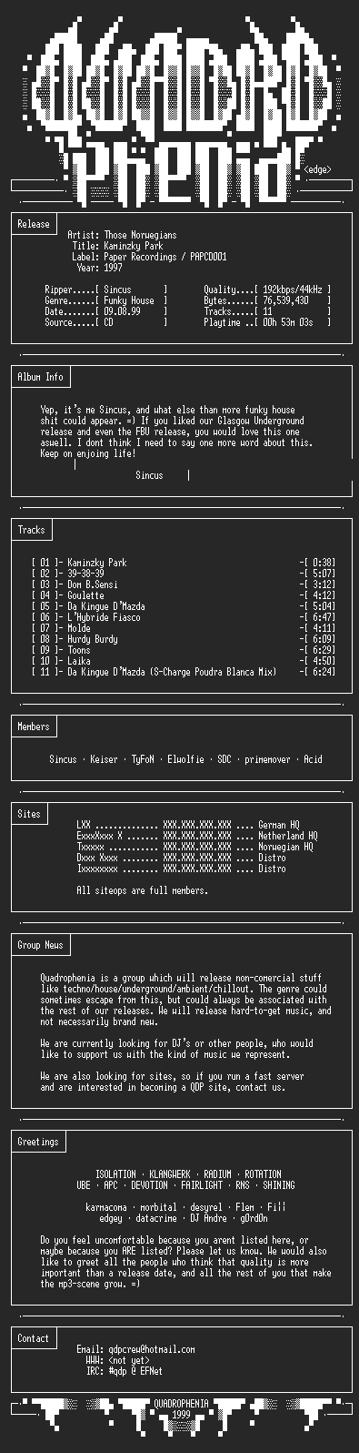 NFO file for Those_Norwegians_-_Kaminzky_Park-1997-QDP