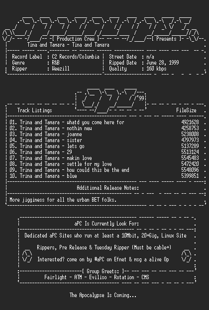 NFO file for Trina_and_tamara-trina_and_tamara-1999-apc