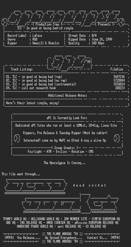 NFO file for TLC-Im_Good_At_Being_Bad-CD_Single-1999-aPC