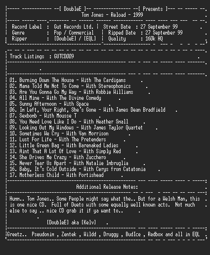 NFO file for Tom_Jones_Reload_1999-DoubleE