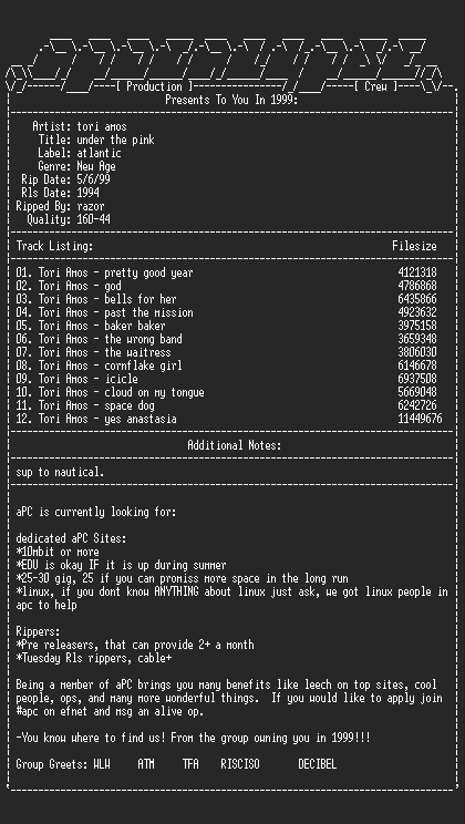 NFO file for Tori_Amos-Under_The_Pink-1994-aPC