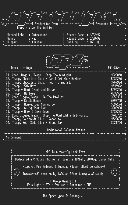 NFO file for Trapp-stop_the_gunfight-1997-apc