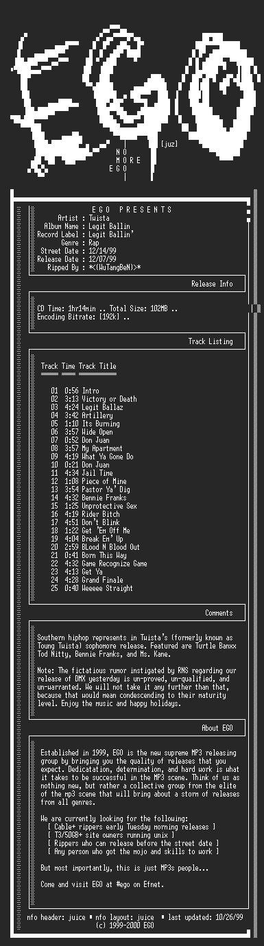 NFO file for Twista-Legit_Ballin-1999-EGO