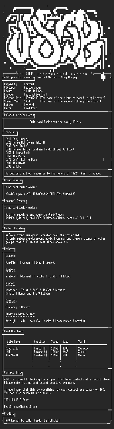 NFO file for Twisted_Sister_-_Stay_Hungry-(1984)-uSWE
