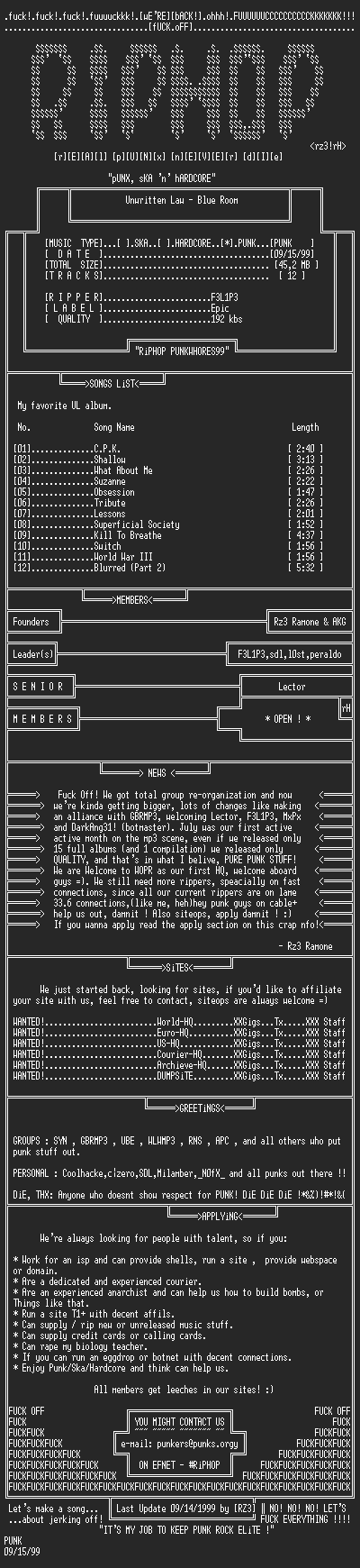 NFO file for Unwritten_Law-Blue_Room-1995-rH