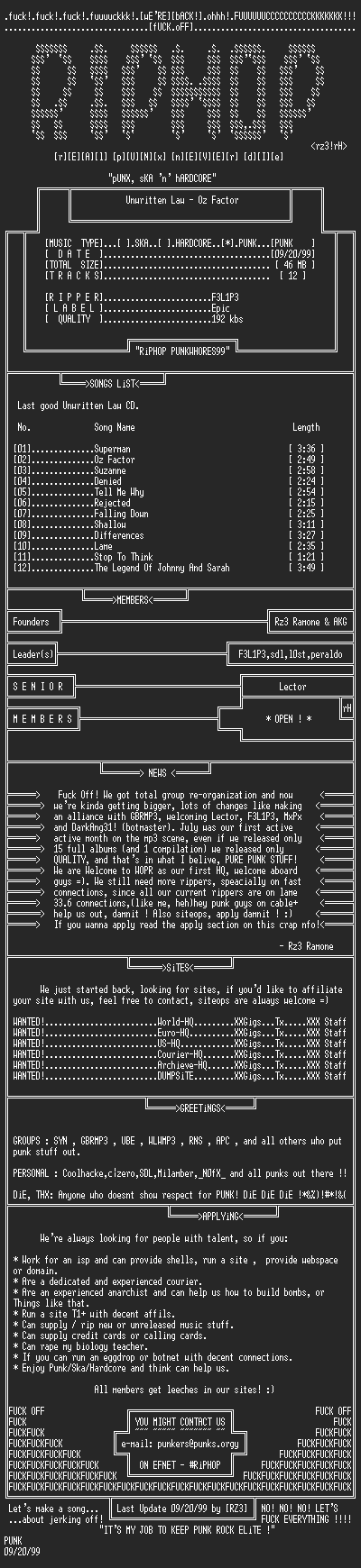 NFO file for Unwritten_Law-Oz_Factor-1996-rH