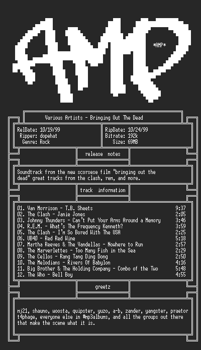 NFO file for VA-Bringing_Out_The_Dead-1999-AMP