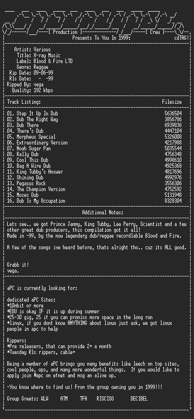 NFO file for Various-X-Ray_Music-1999-aPC