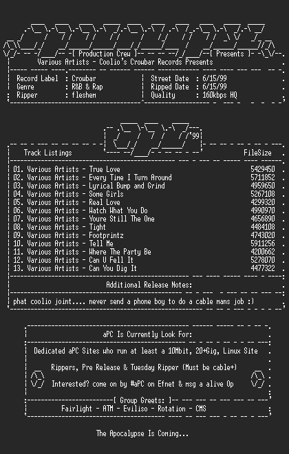 NFO file for Various_artists-coolios_crowbar_records-1999-apc