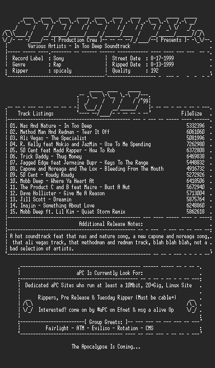 NFO file for Various_Artists-In_Too_Deep_Soundtrack-1999-aPC