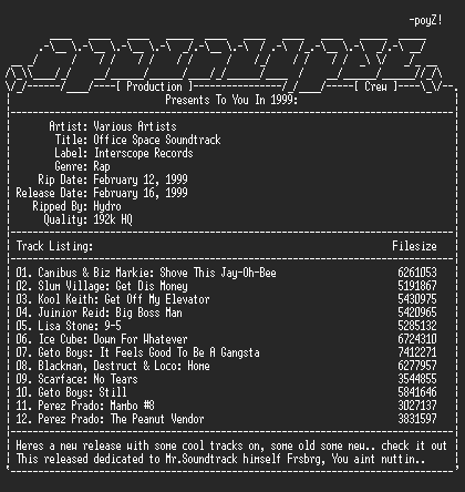 NFO file for Various_Artists-Office_Space_Soundtrack-1999-Hydro-aPC