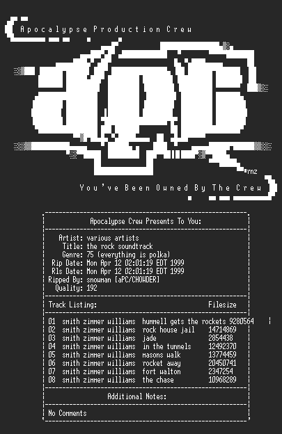 NFO file for Various_Artists-The_Rock_Soundtrack-1996-aPC