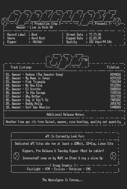 NFO file for Weezer-Live_In_Koln_96-1996-aPC