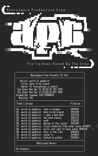 NFO file for Weird_Al_Yankovic-Dare_To_Be_Stupid-(1985)-aPC