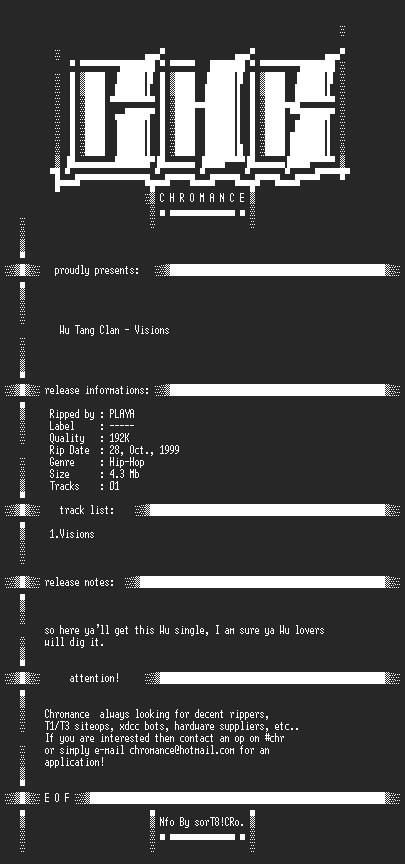 NFO file for Wu-Tang_Clan-Visions-Single-1999-CHR