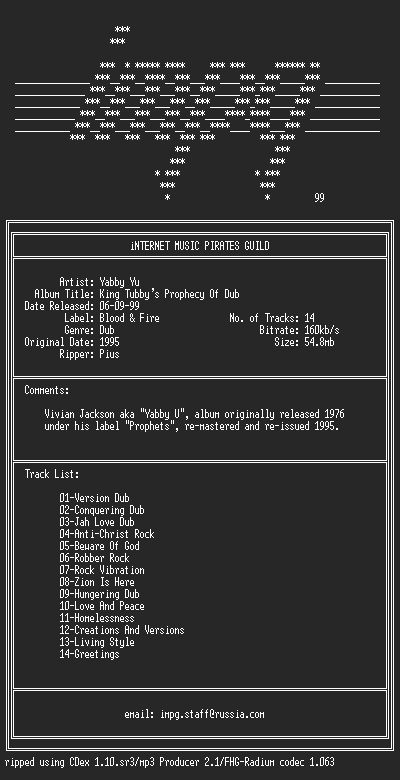 NFO file for Yabby.U--King.Tubbys.Prophecy.Of.Dub-(1995)-iMPG