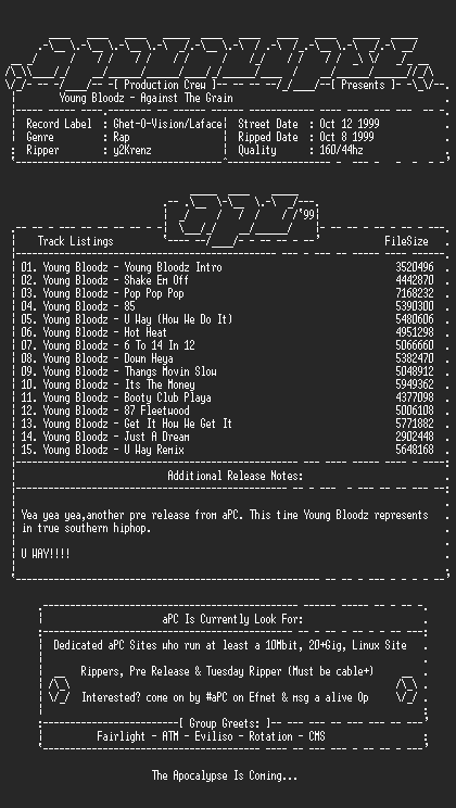 NFO file for Youngbloodz-Against_The_Grain-1999-aPC