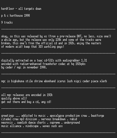 NFO file for Hardfloor_-_All_Targets_Down-MGC