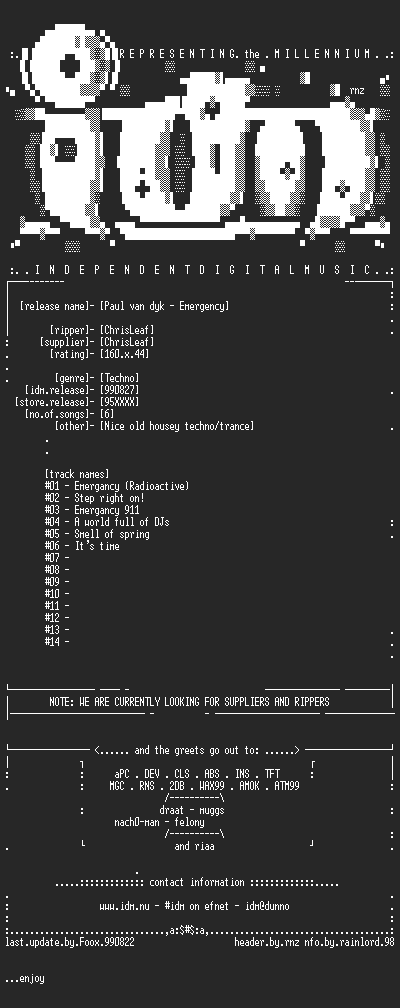 NFO file for Paul_van_Dyk_-_Emergency-CDM-1995-iDM