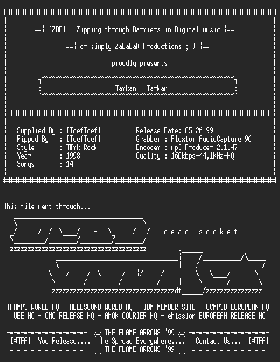 NFO file for Tarkan_-_Tarkan_(1998)-ZBD