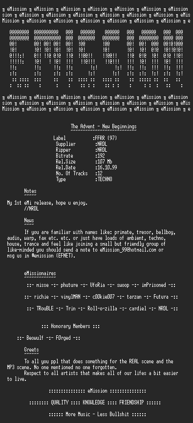 NFO file for The_Advent_-_New_Beginnings_(eMission)