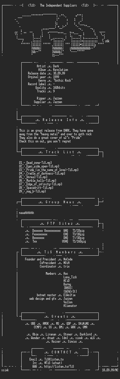 NFO file for Dark_-_Revolution-1999-TiS