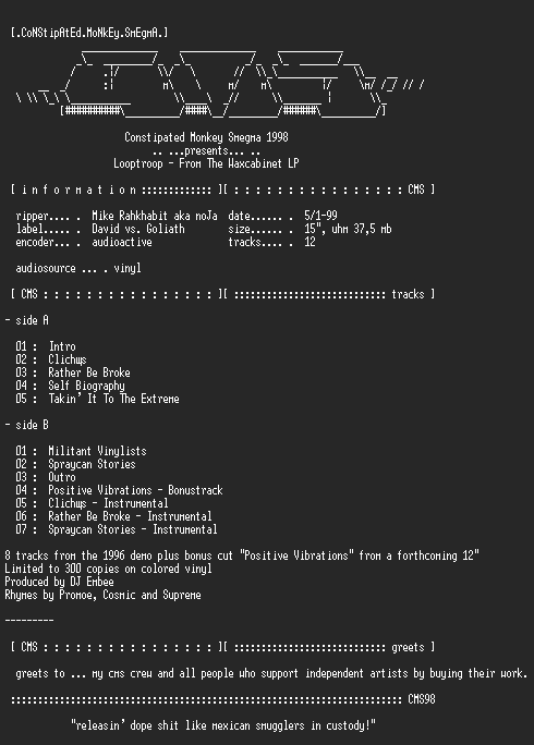 NFO file for Looptroop-From_The_Waxcabinet_LP-CMS