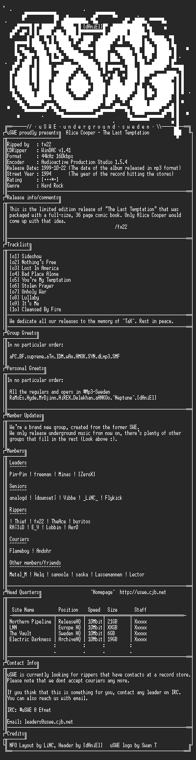NFO file for Alice_Cooper_-_The_Last_Temptation_(1994)_-_uSWE