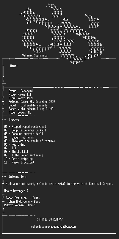 NFO file for Deranged_-_III-1999-ss