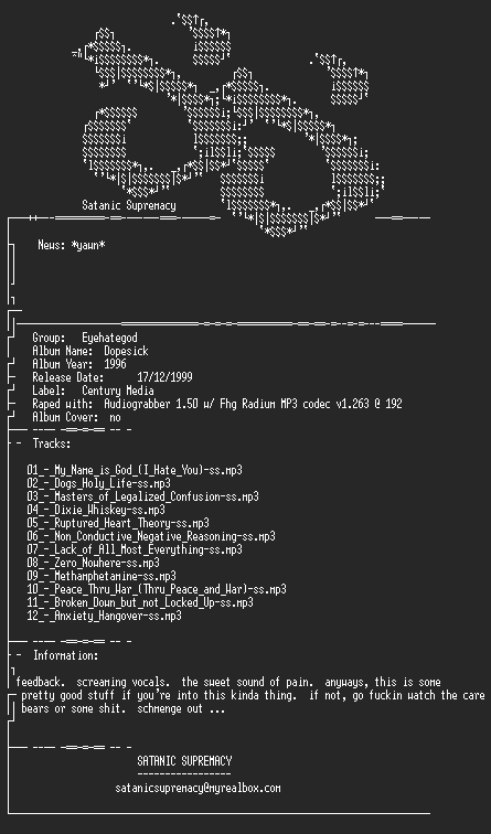 NFO file for Eyehategod_-_Dopesick-1996-ss