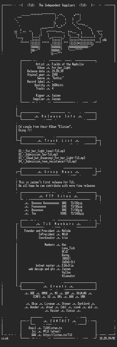 NFO file for Fields_of_the_Nephilim_-_For_her_light-CDS-1990-TiS