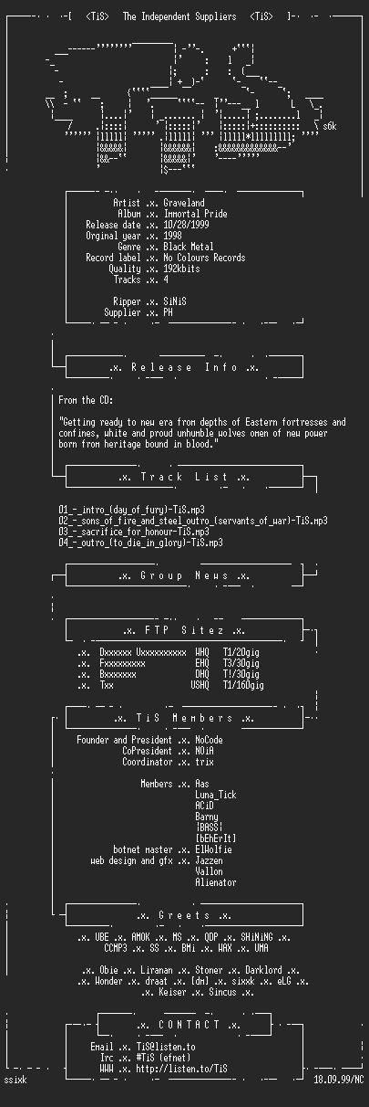 NFO file for Graveland_-_Immortal_Pride-1998-TiS