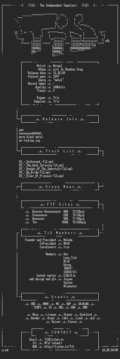 NFO file for Morgul_-_Lost_In_Shadows_Grey-1997-TiS