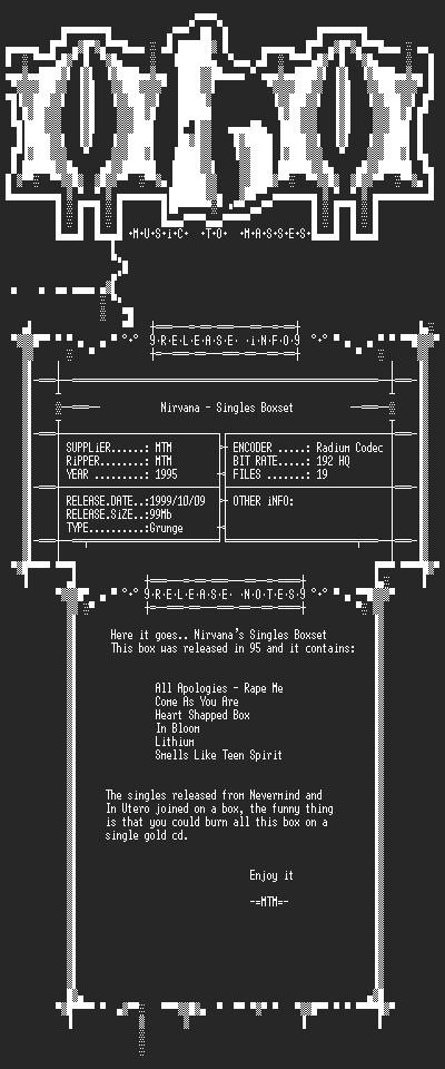 NFO file for Nirvana_-_Singles_Boxset_(1995)_-_MTM