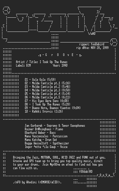 NFO file for Jan_Garbarek_-_I_Took_Up_The_Runes_(1990)-gRVe