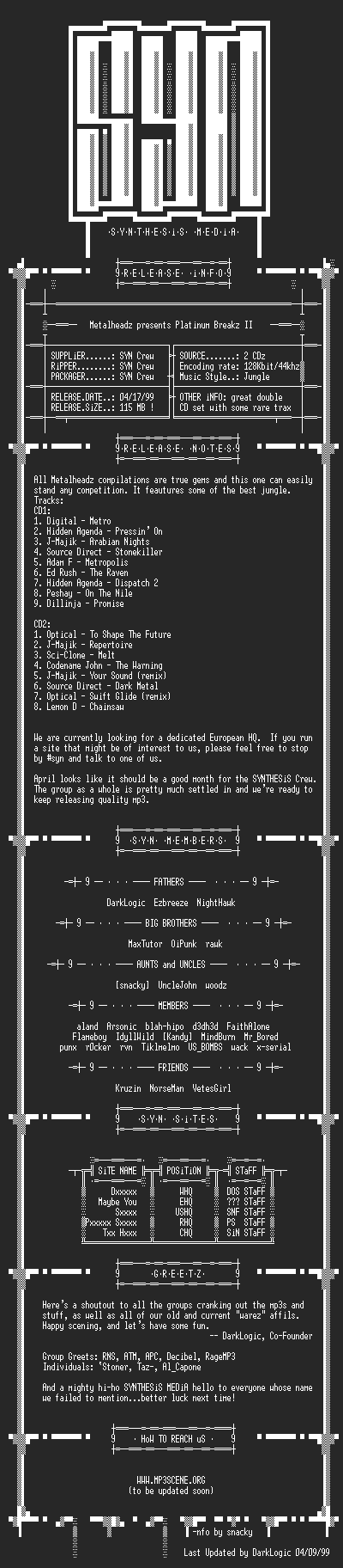 NFO file for Metalheadz_Presents_-_Platinum_Breakz_II_(CD1)-SYN