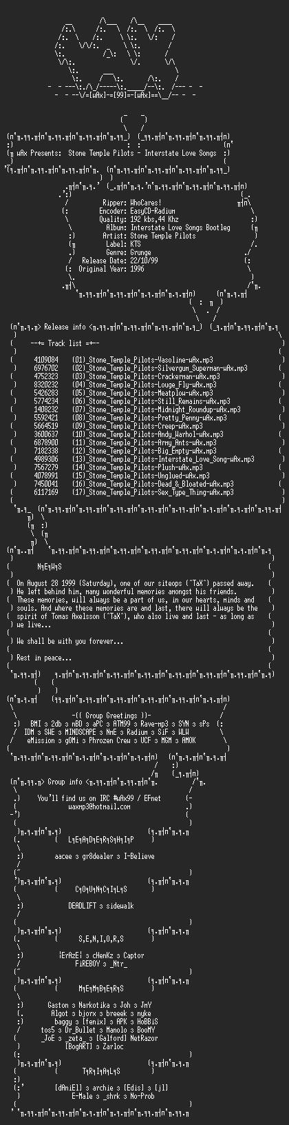 NFO file for Stone_Temple_Pilots_-_Interstate_Love_Songs_Bootleg_(1996)-wAx