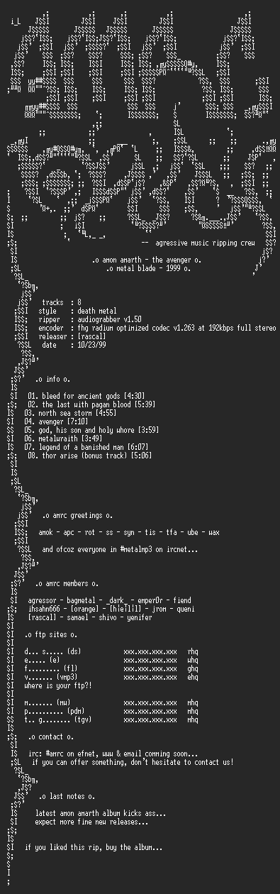 NFO file for Amon_Amarth-The_Avenger_(Ltd._Digipak)-1999-AMRC