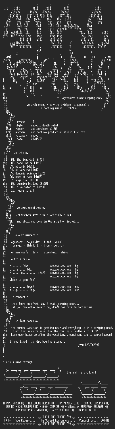 NFO file for Arch_Enemy-Burning_Bridges_(Digipack)-1999-AMRC