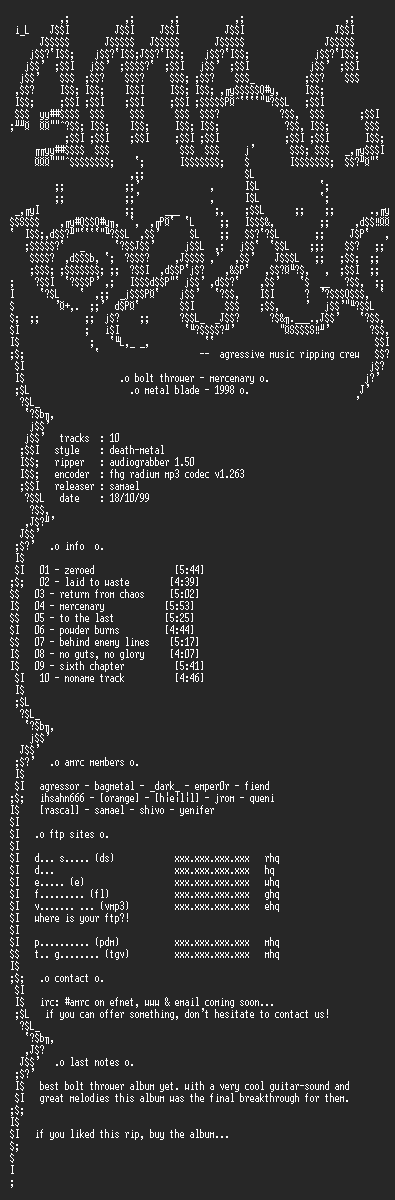 NFO file for Bolt_Thrower-Mercenary-1998-AMRC