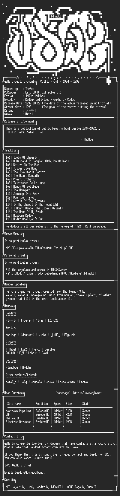 NFO file for Celtic_Frost_-_1984_-_1992_(1992)_-_uSWE