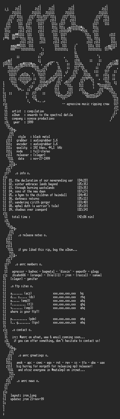 NFO file for Cirith_Gorgor-Onwards_To_The_Spectral_Defile-1999-AMRC