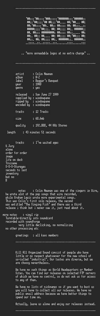 NFO file for Colin_Newman_-_A-Z_-_KAOS