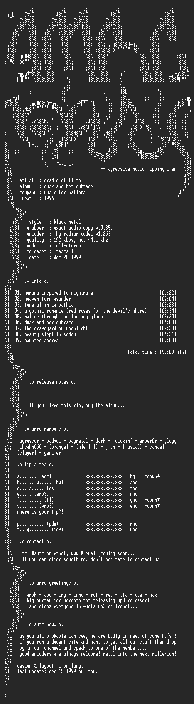 NFO file for Cradle_Of_Filth-Dusk_And_Her_Embrace-1996-AMRC