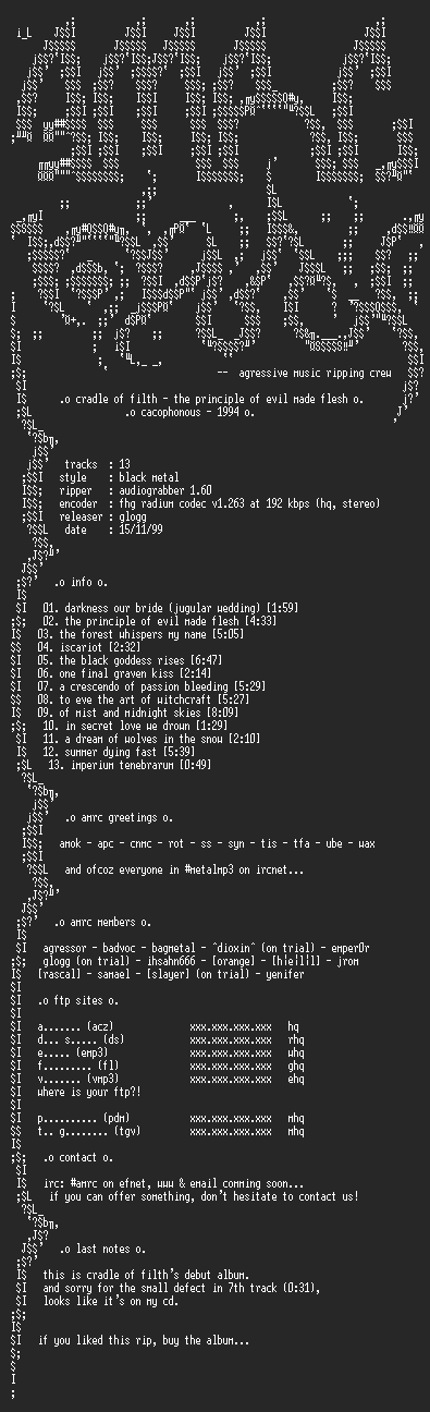 NFO file for Cradle_Of_Filth-Principle_Of_Evil_Made_Flesh-1994-AMRC