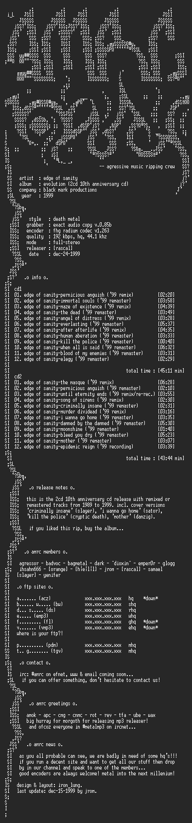 NFO file for Edge_Of_Sanity-Evolution_(2CD)-1999-AMRC