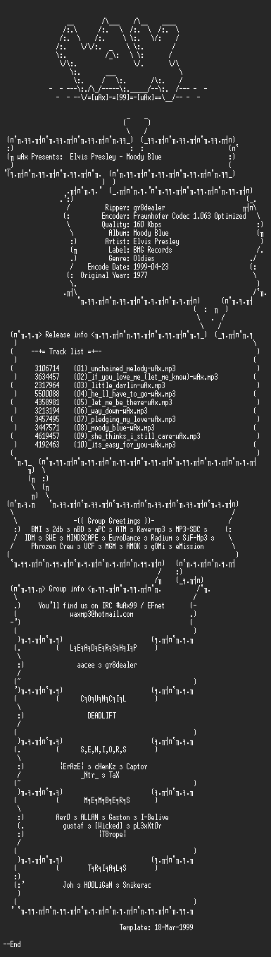 NFO file for Elvis_Presley_-_Moody_Blue_(1977)-wAx