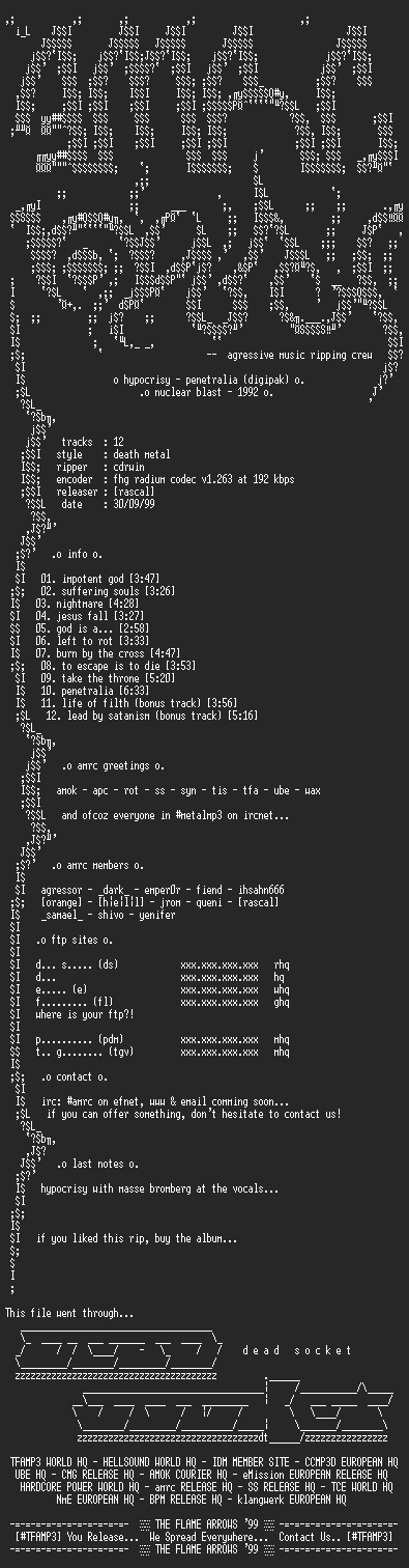 NFO file for Hypocrisy-Penetralia_(Digipak)-1992-AMRC